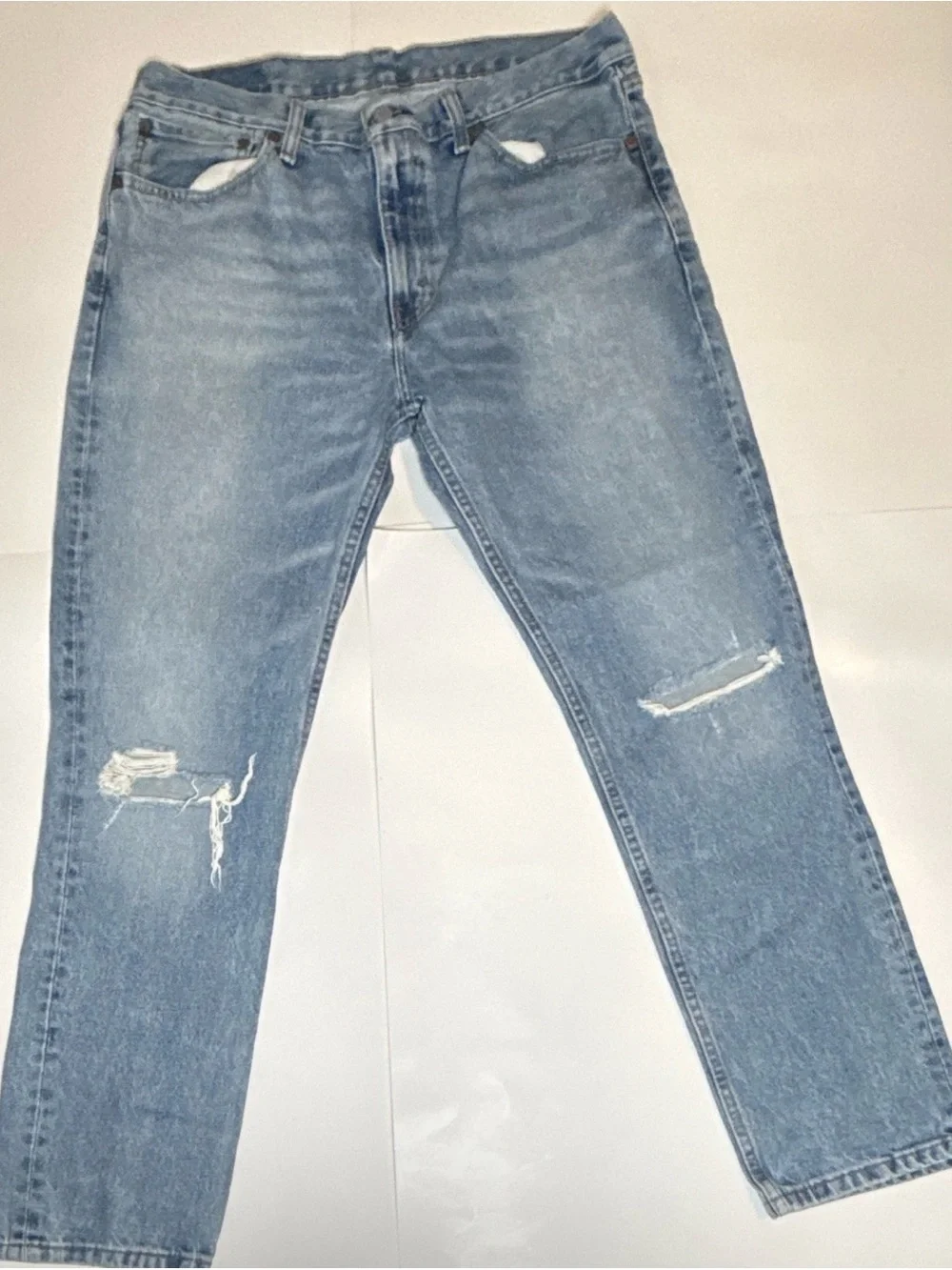 Levi's 511 Men’s Light Blue Straight Distressed Jeans 36x30